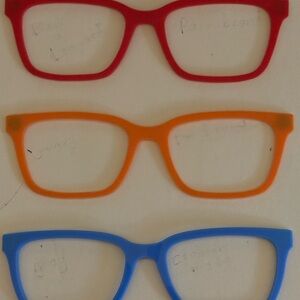 Trendy Red, Orange, and Blue Toppers for Larkin style Pair eyewear.
